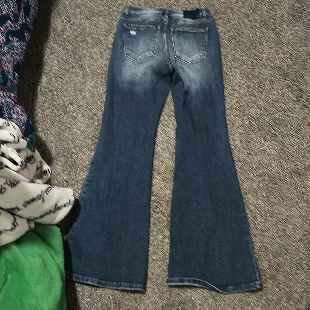Stylish Blue Flare Wide Leg Jeans